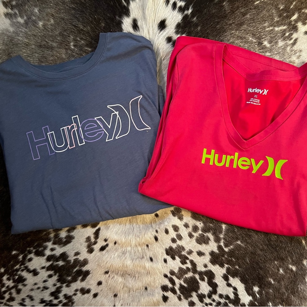 Women Hurley Blue large  and Pink xl fits more like a large  Short Sleeve Tees